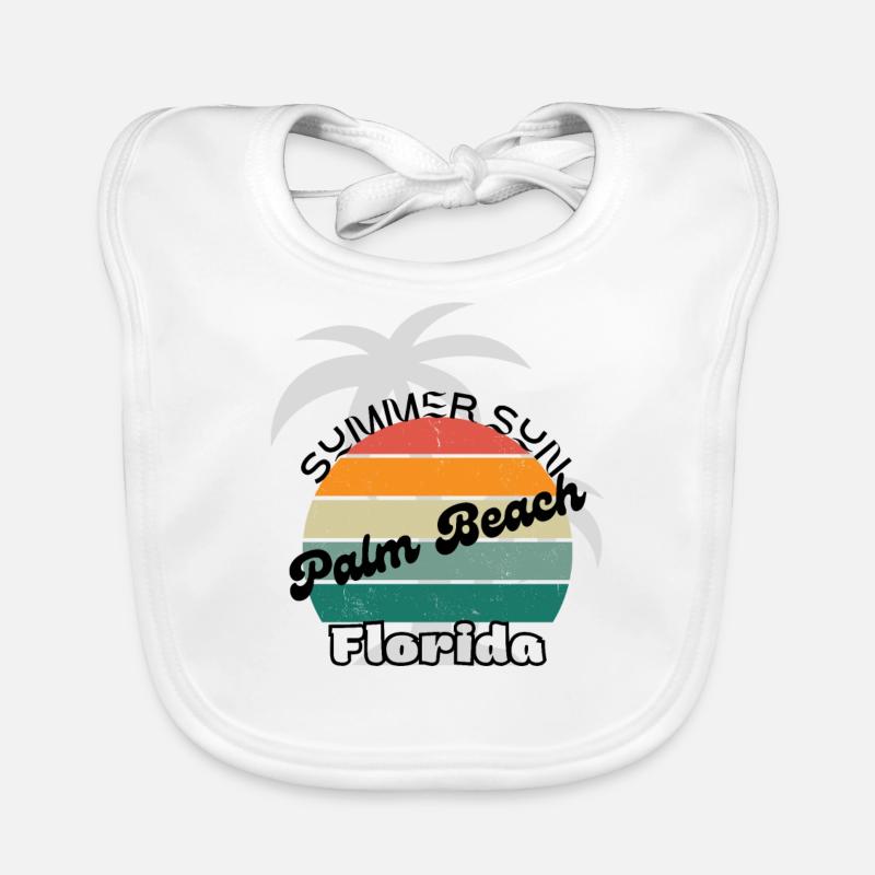 Palm Beach Florida - Organic Baby Bibs - white
