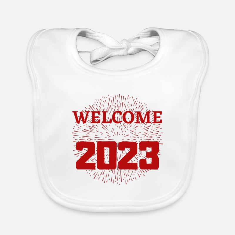 Willkommen 2023 rot Baby Bio-Lätzchen