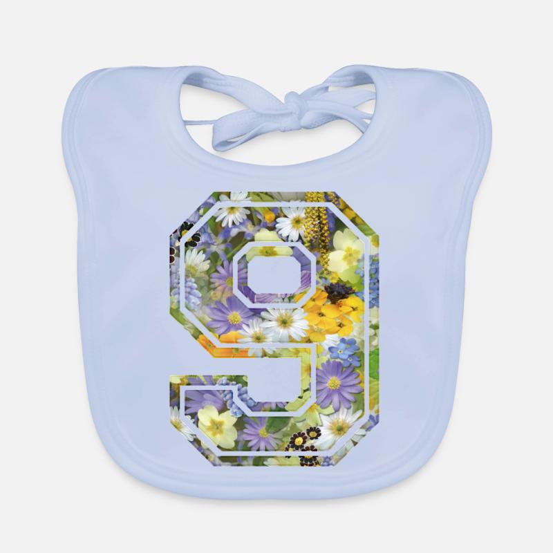 Numero 9 fleur, Équipe Foot, basket université Bavoir bio Bébé