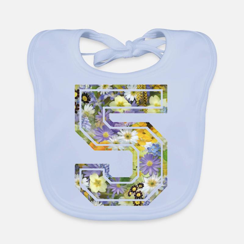 Numero 5 fleur, Équipe Foot, basket université Bavoir bio Bébé