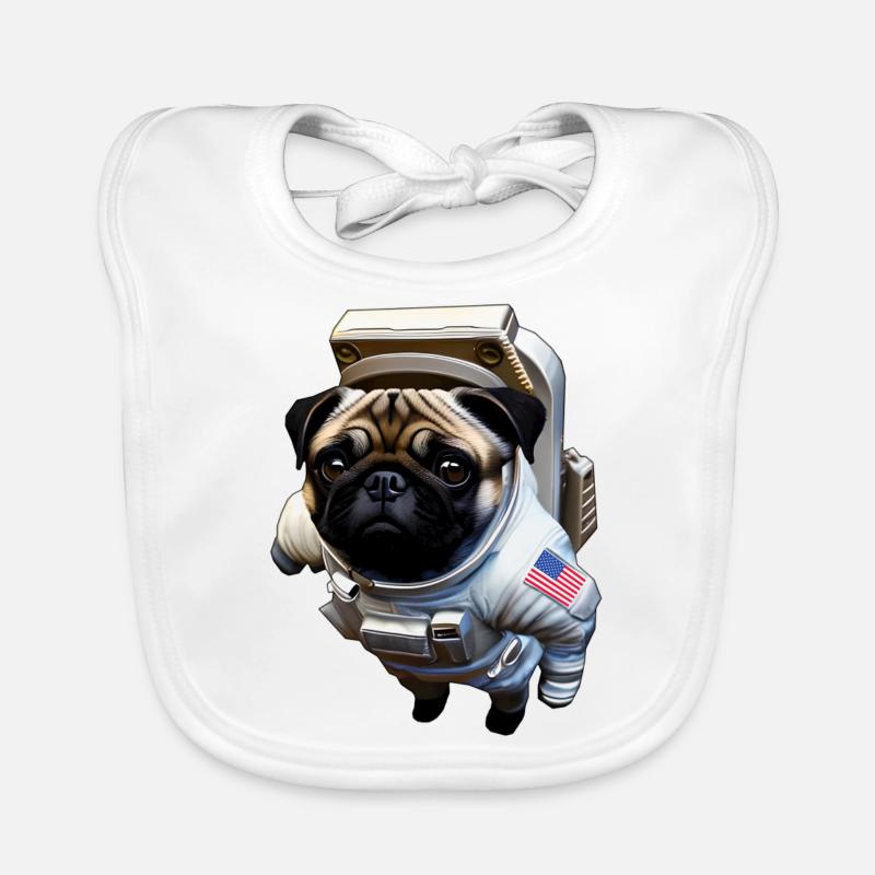 Pug floating in space Organic Baby Bibs