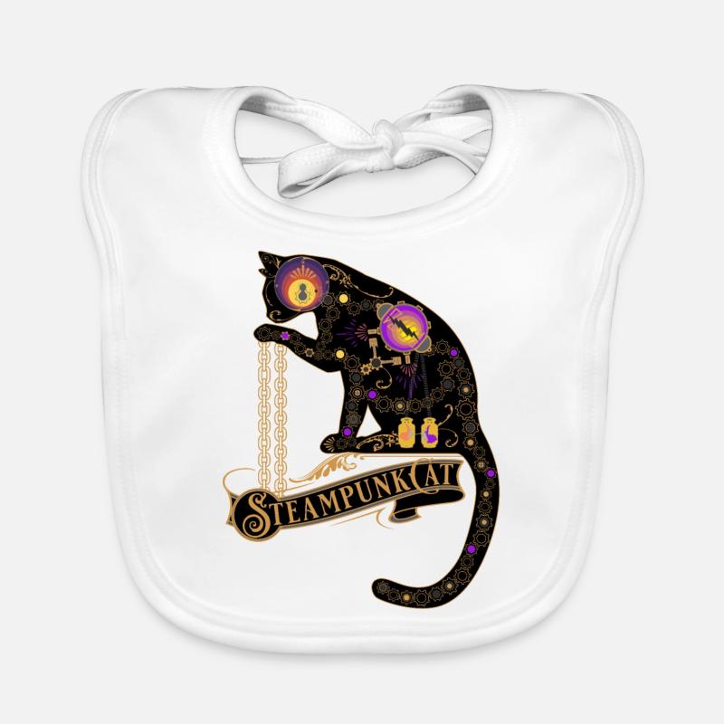 Steampunk Cat -Victorian Steampunk Design Organic Baby Bibs