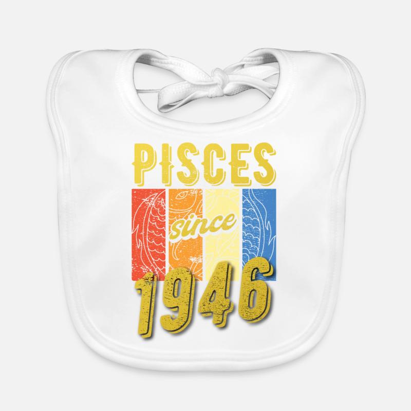 Fische 1946 Geburtstag Sternzeichen Geschenk Baby Bio-Lätzchen