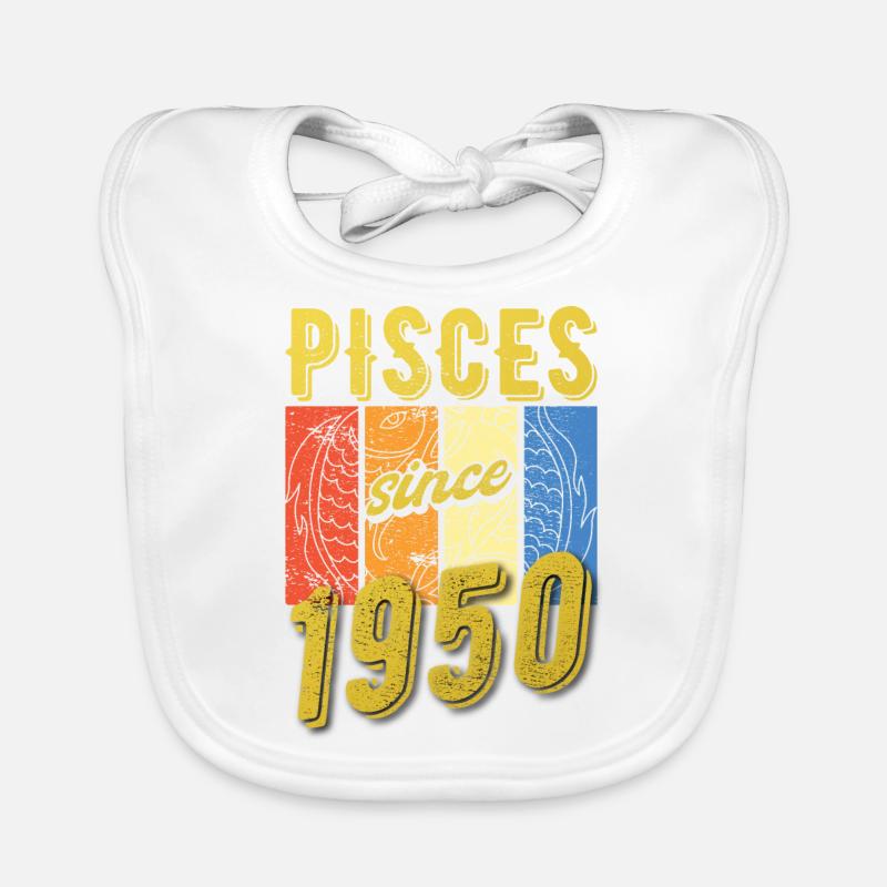 Fische 1950 Geburtstag Sternzeichen Geschenk Baby Bio-Lätzchen