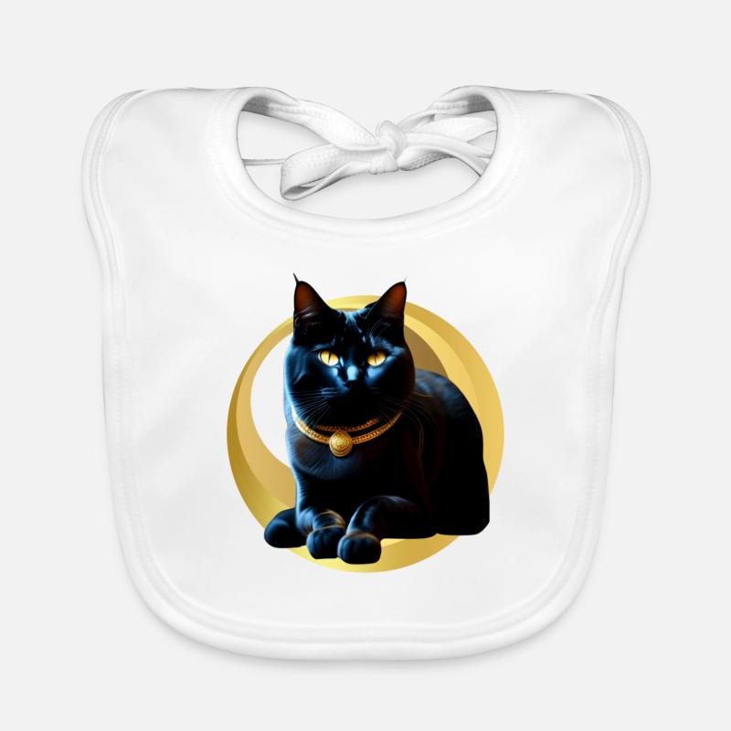 Chat noir collier doré Bavoir bio Bébé