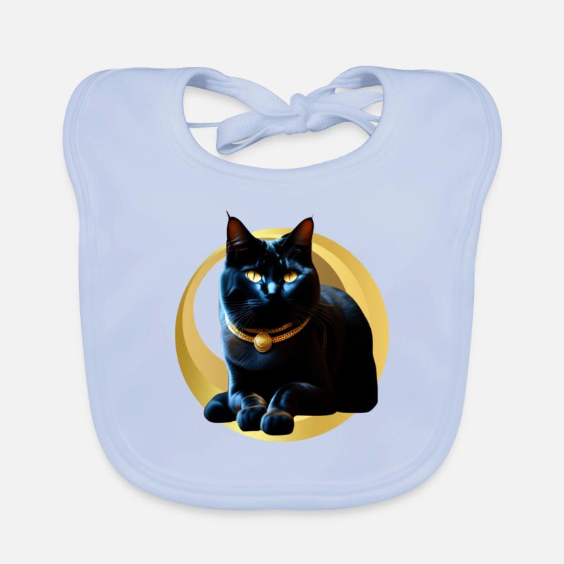Chat noir collier doré Bavoir bio Bébé