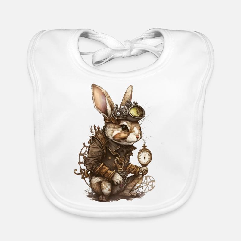 Steampunk Hase - Baby Bio-Lätzchen - Weiß