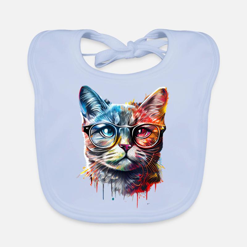 Chat coloré mignon Bavoir bio Bébé