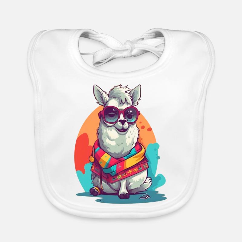 Pas de drame, juste du lama ! - Bavoir bio Bébé - blanc
