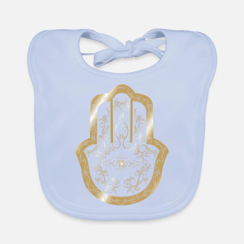 Hamsa Main d’or Fatima Bavoir bio Bébé