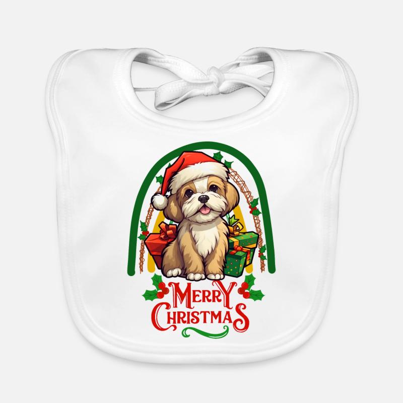 Lhasa Apso Christmas Organic Baby Bibs