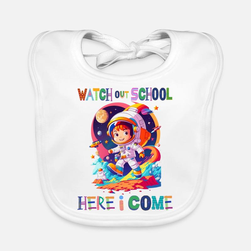 Attention à l’école - me voilà / Garçon astronaute Bavoir bio Bébé
