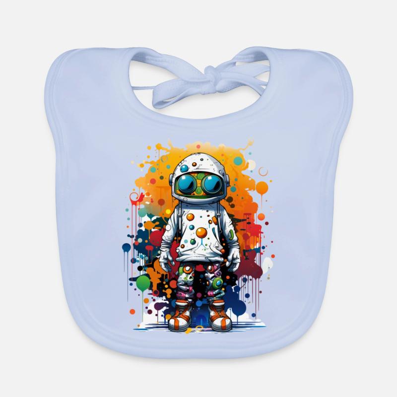Galactic Artistry: Blast Off with Trendsetting. Organic Baby Bibs