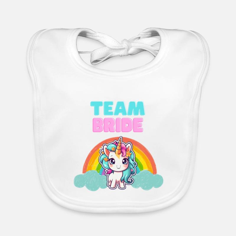 Conception de licorne « Team Bride » - Bavoir bio Bébé - blanc