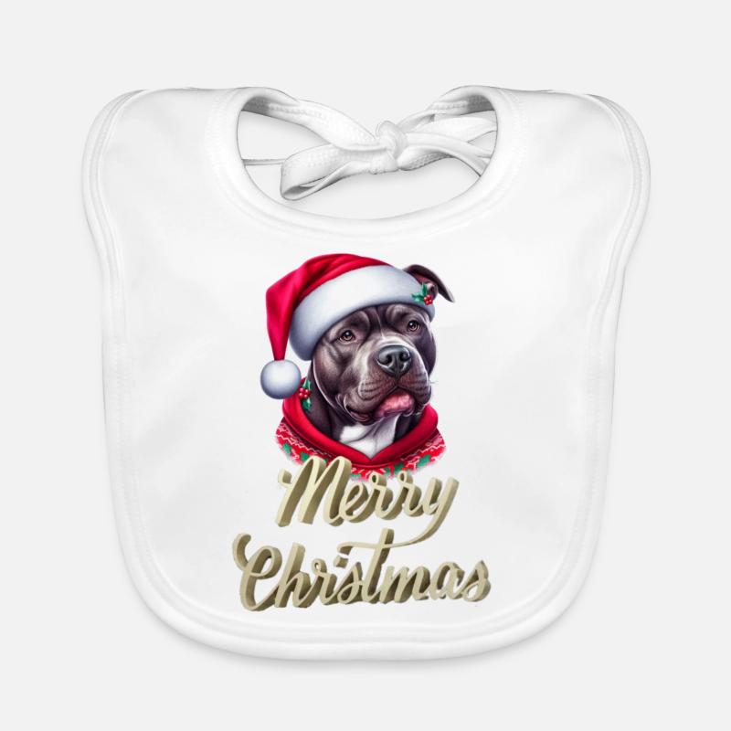 Chien Joyeux Noël - Bavoir bio Bébé - blanc