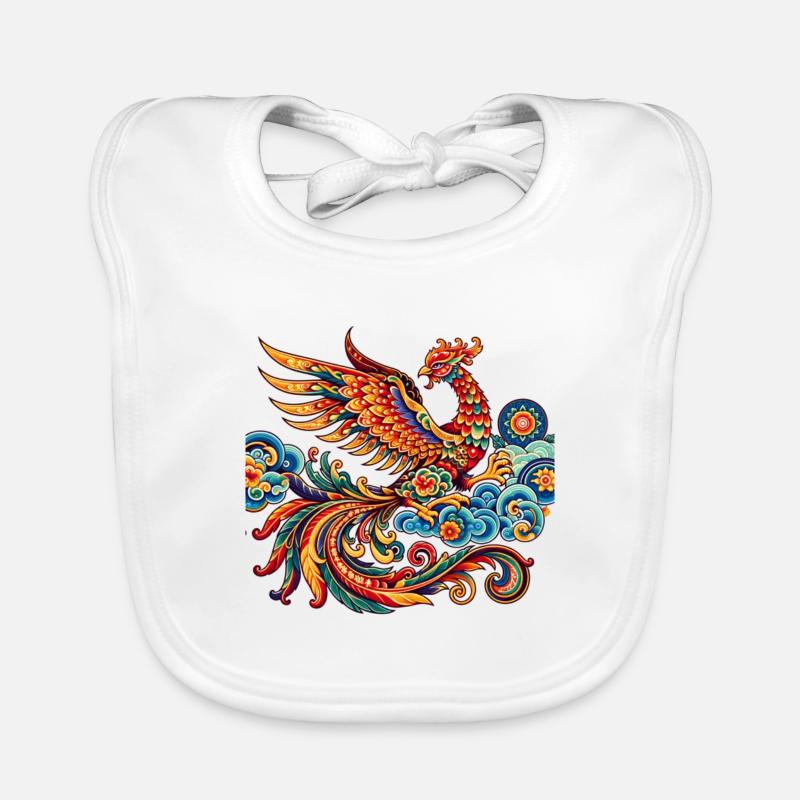 Phénix chinois traditionnel vibrant Bavoir bio Bébé