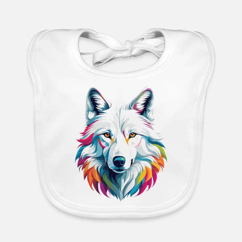 Weißer Wolf Baby Bio-Lätzchen