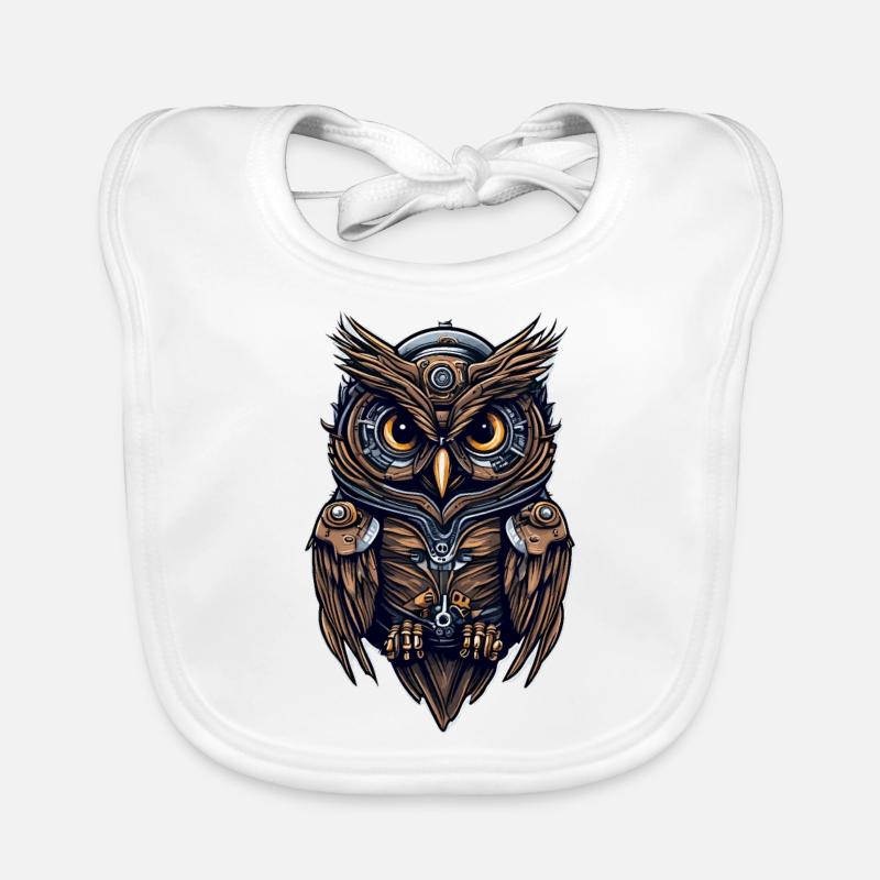 Steampunk Eule Baby Bio-Lätzchen