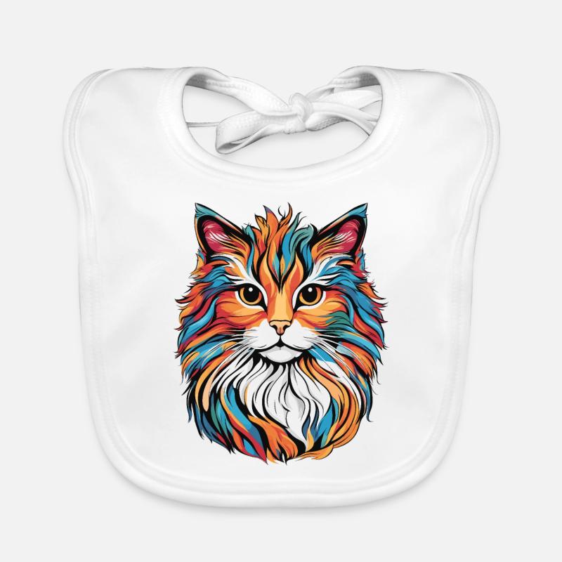 Chat coloré Bavoir bio Bébé