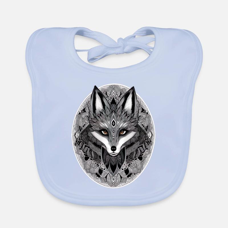 Fox Mandala Drawing Complex Nature Wilderness Organic Baby Bibs