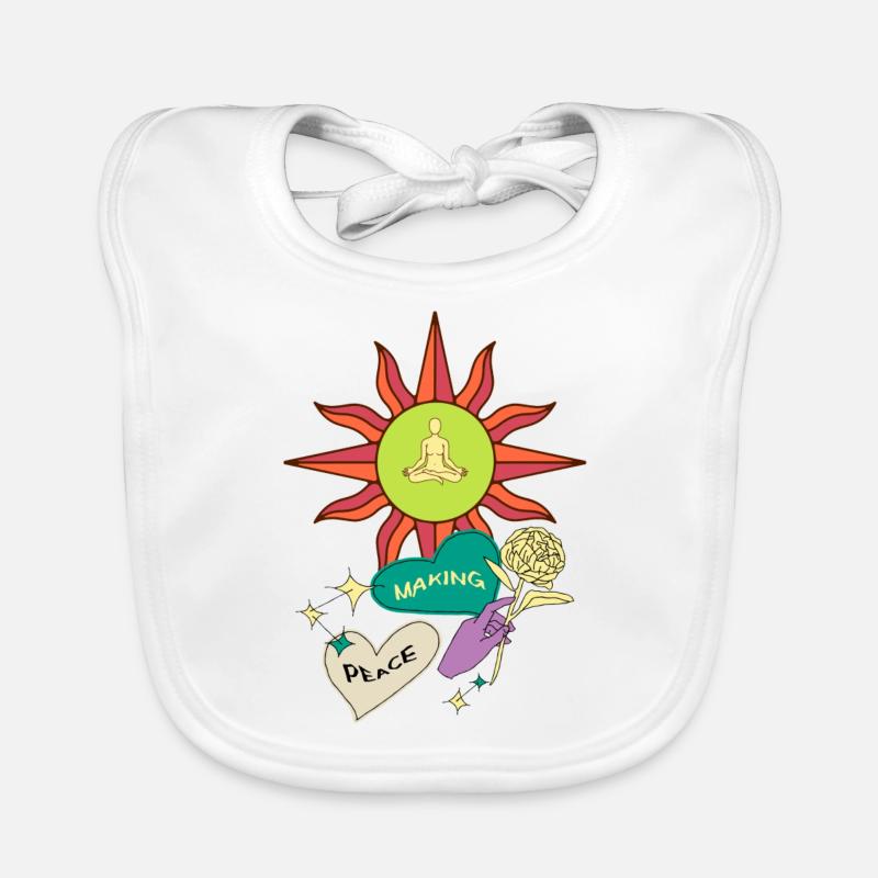 Paix faisant l’amour, chemise, t-shirt, pull intemporel - Bavoir bio Bébé - blanc