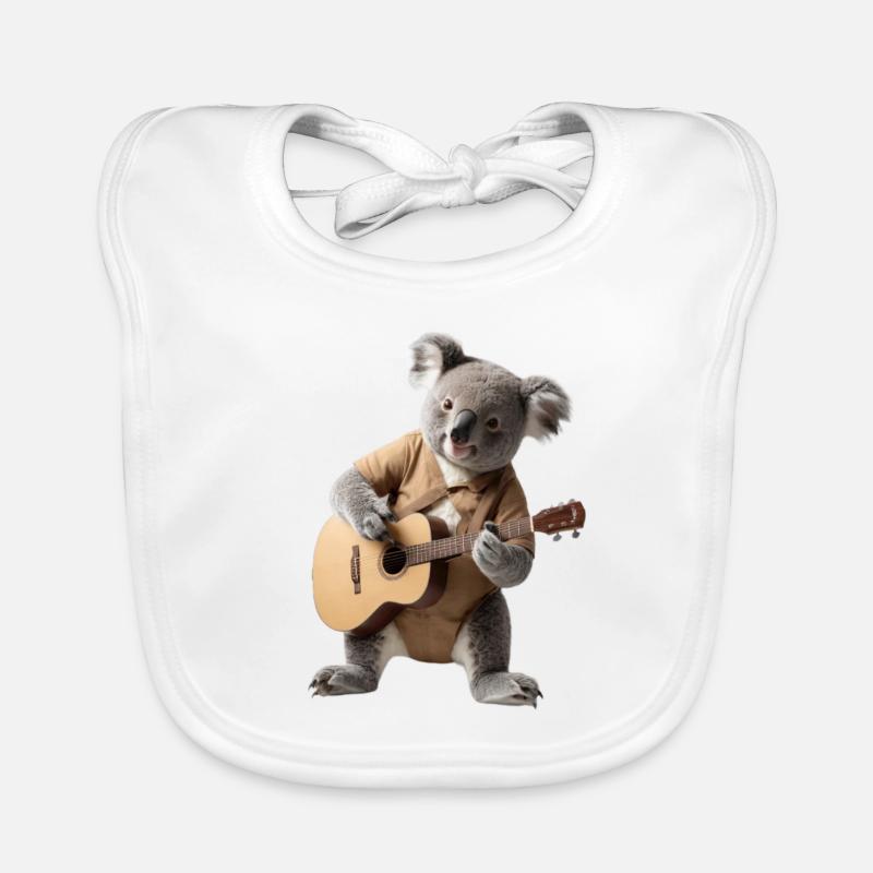 Koala guitare - Bavoir bio Bébé - blanc