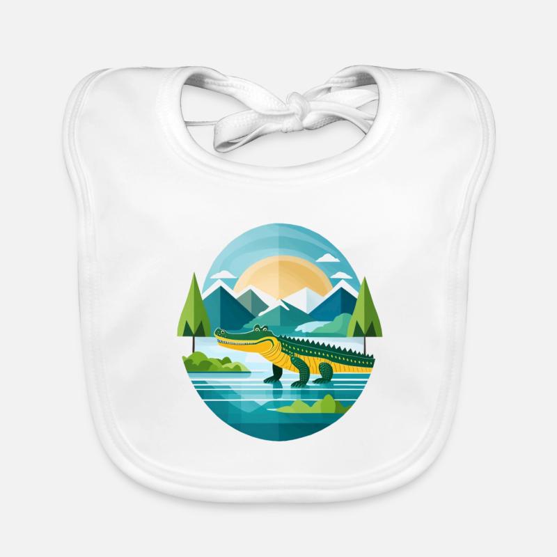 Crocodile Illustration Organic Baby Bibs