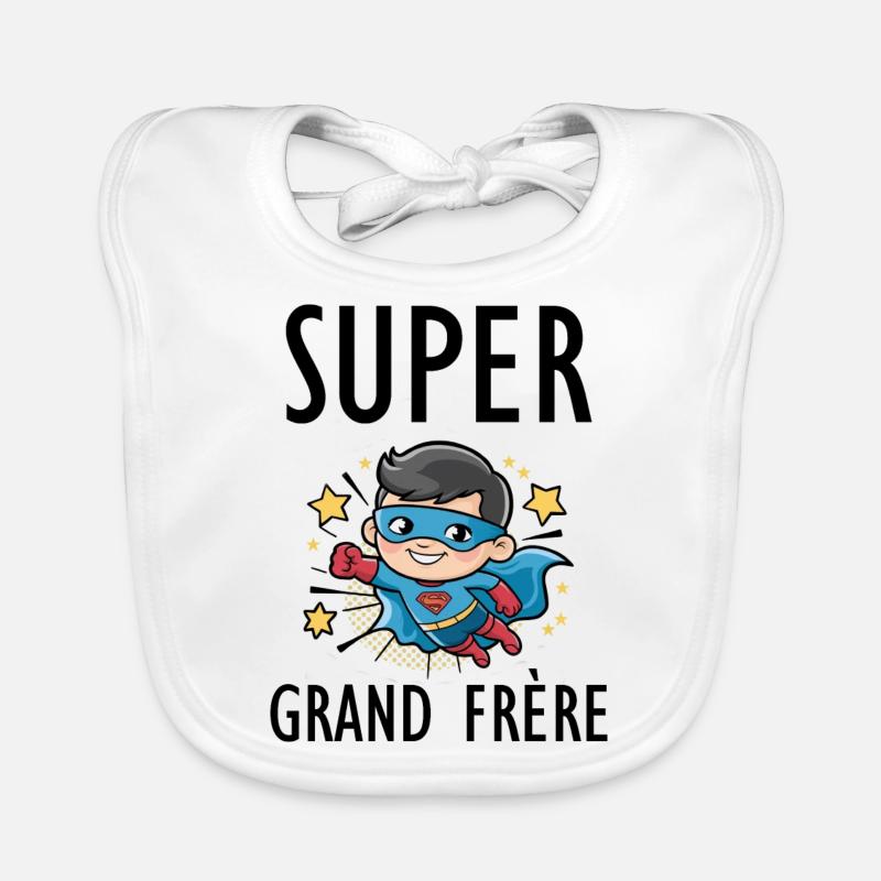 Super grand frere - Bavoir bio Bébé - blanc