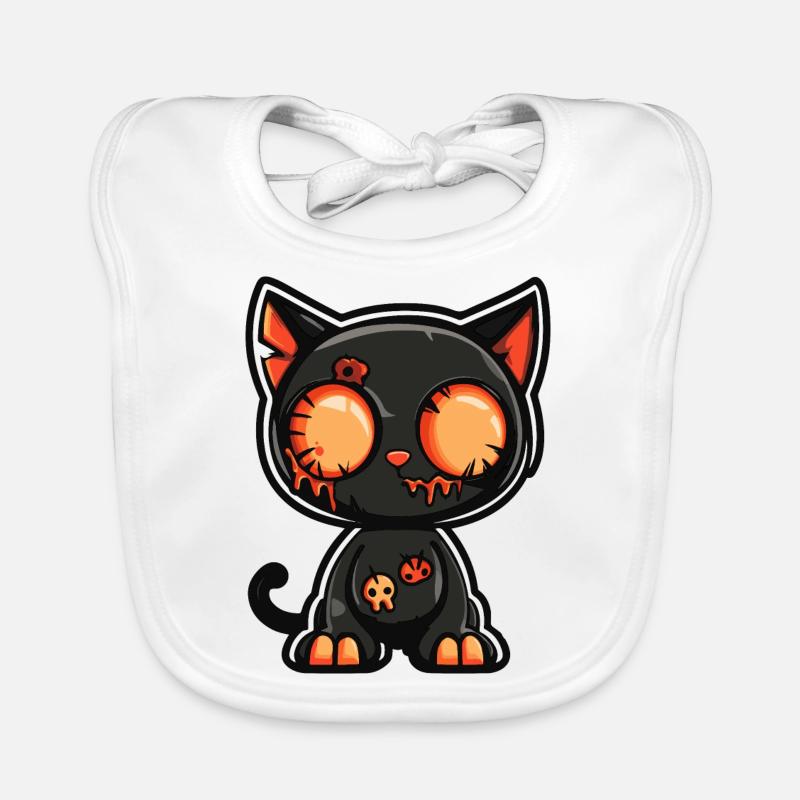 Chat Halloween Bande dessinée drôle - Bavoir bio Bébé - blanc