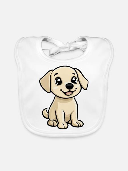 Labrador Chien Bande Dessinée Mignon - Bavoir bio Bébé - blanc - Devant
