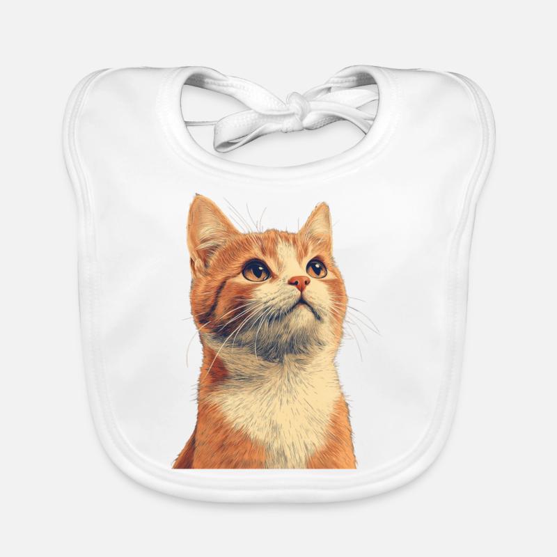 Chat roux mignon Bavoir bio Bébé