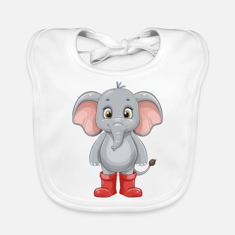 Elephant with red rubber boots Organic Baby Bibs