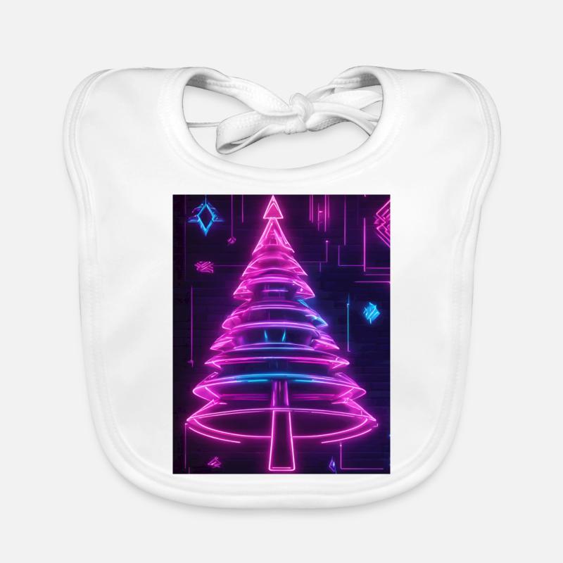 Neon-Tannenbaum im Cyberpunk-Stil 2 Baby Bio-Lätzchen