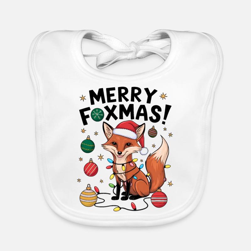 Fuchs Weihnachten Weihnachtspullover Merry Foxmas Baby Bio-Lätzchen
