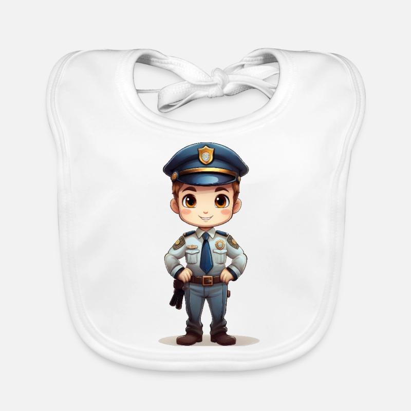 A cute policeman in cartoon style Organic Baby Bibs