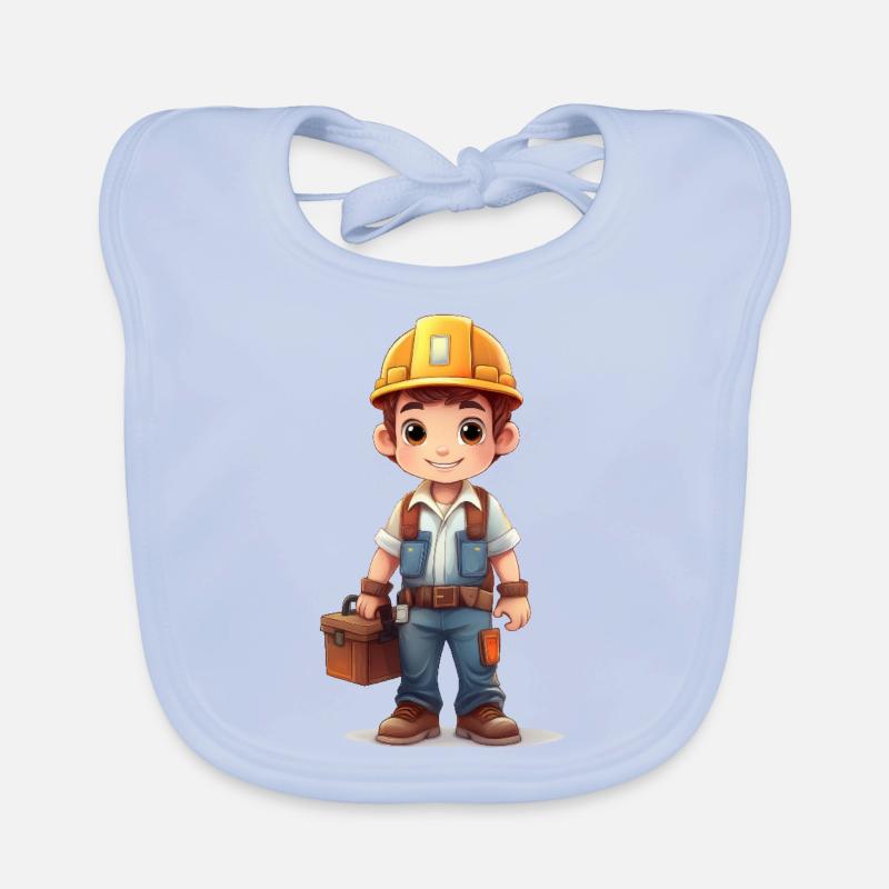 A construction worker with a toolbox Organic Baby Bibs