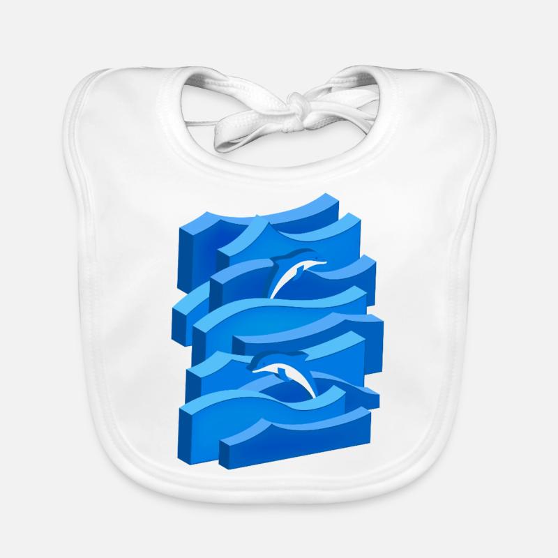 Waves & Dolphins (3D) Organic Baby Bibs