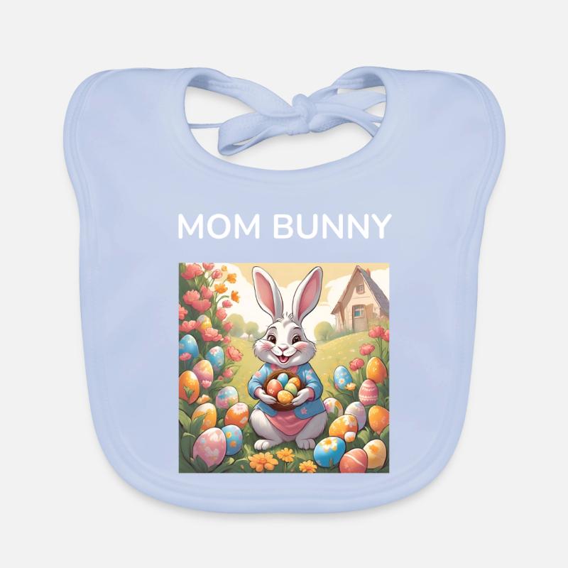 Mom Bunny Easter Egg Easter Gift Organic Baby Bibs