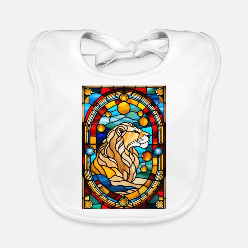 Lion vitrail astrologie cadeau Bavoir bio Bébé