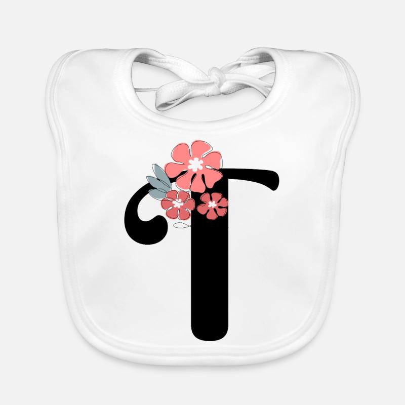 Buchstabe t Minimalistische Blumen Baby Bio-Lätzchen