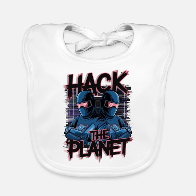Retro Cyber Hackers – Hack The Planet Glitch Art Baby Bio-Lätzchen
