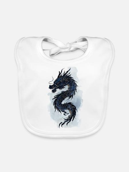 Cadeau de la mythologie de la Chine du dragon - Bavoir bio Bébé - blanc - Devant