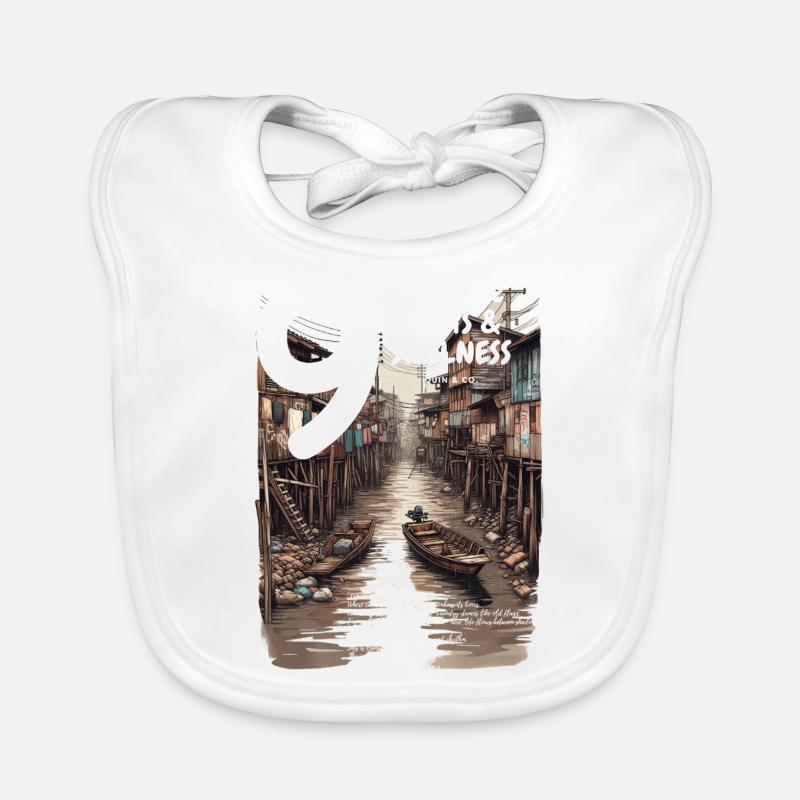 Canal Code Capuche sur pilotis Deep Khlong Streetwear - Bavoir bio Bébé - blanc