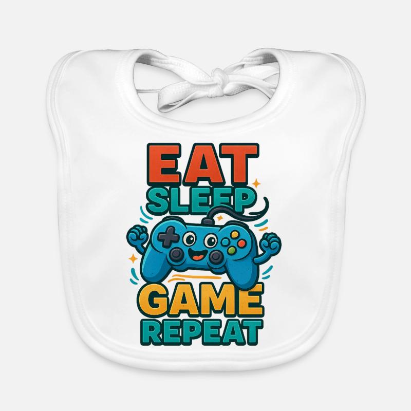Eat Sleep Game Repeat – Funny Controller Bavoir bio Bébé