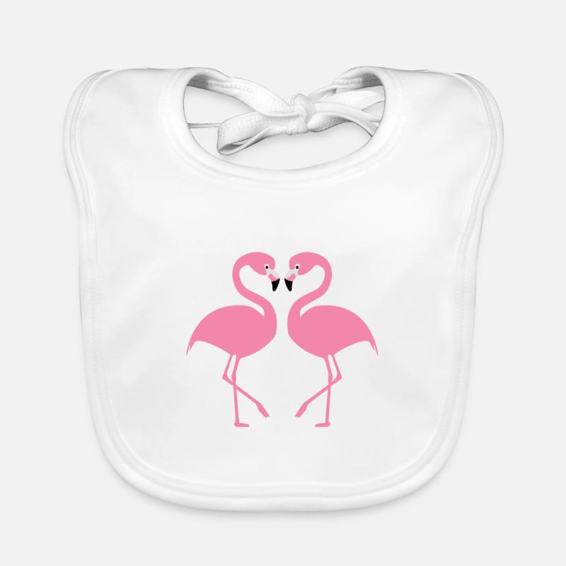 Flamants roses - Bavoir bio Bébé - blanc