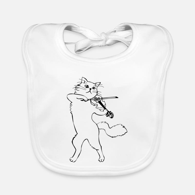 Katze mit Violine Baby Bio-Lätzchen