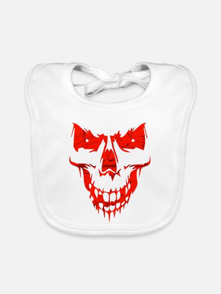 Roter Totenkopf Grunge Stil - Baby Bio-Lätzchen - Weiß