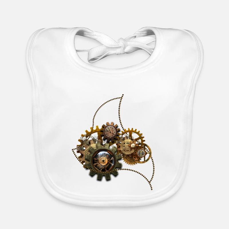 Steampunk, wunderbare Uhr mit Getriebe. Baby Bio-Lätzchen