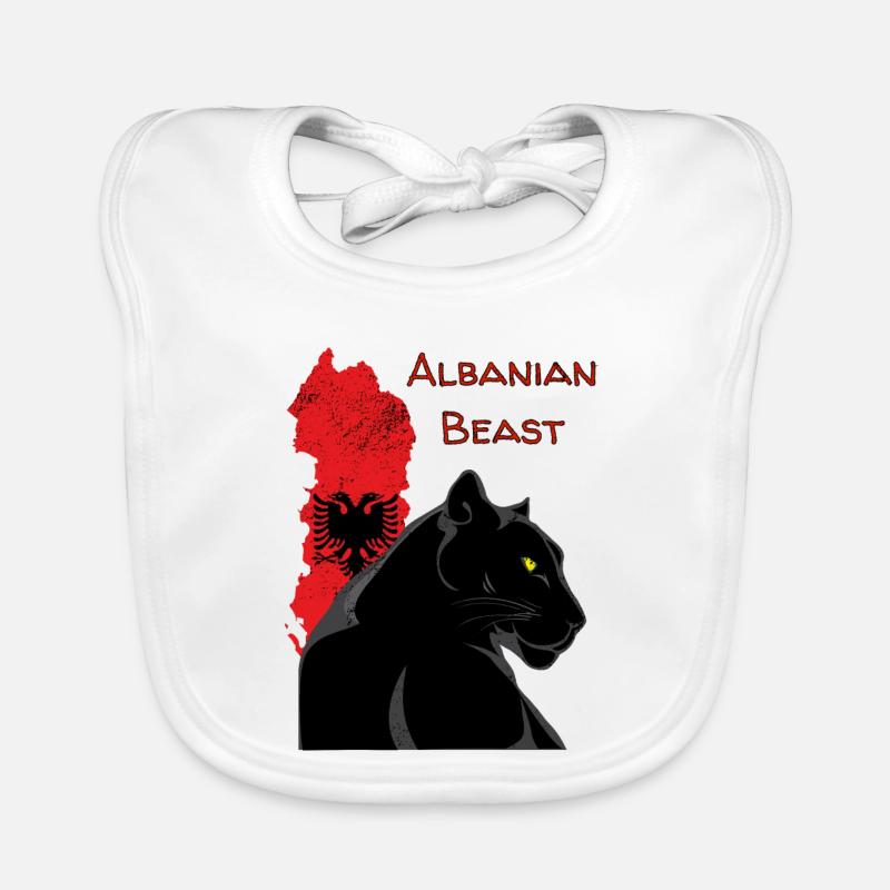 Albaniens Beast: Schwarzer Panther - Bavoir bio Bébé - blanc