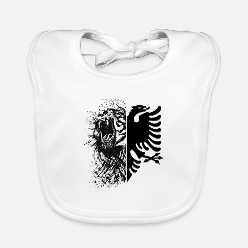 Drapeau de l’Albanie « Aigle albanais » - Bavoir bio Bébé - blanc